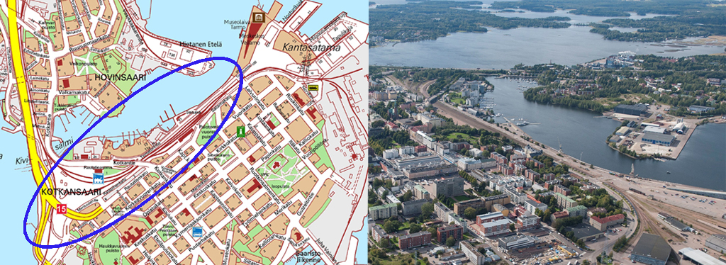 Kuvassa esitetty sisääntulotien kaava-alueen sijainti.