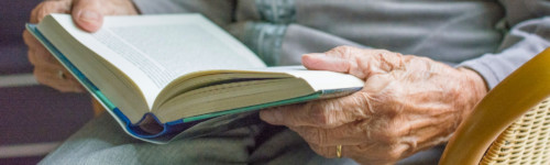 Vanhan ihmisen kädet pitävät kirjaa