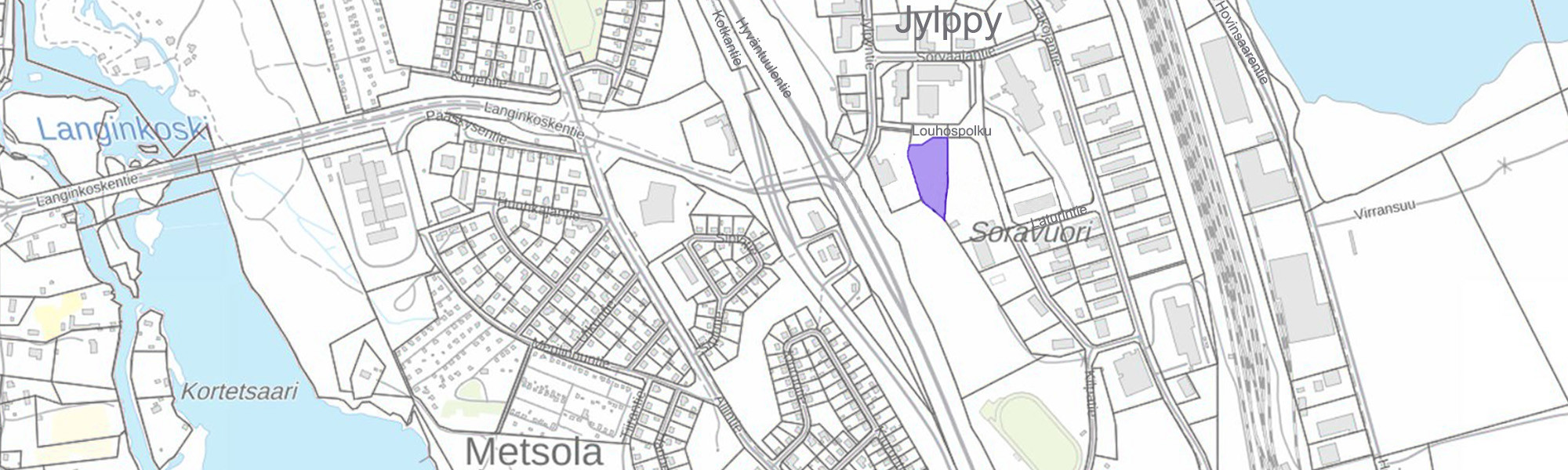 Kuvassa esitetty Soravuorenpuiston kaava-alueen sijainti.