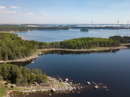 Ilmakuva Santalahden luontopolulta Sataman suuntaan.