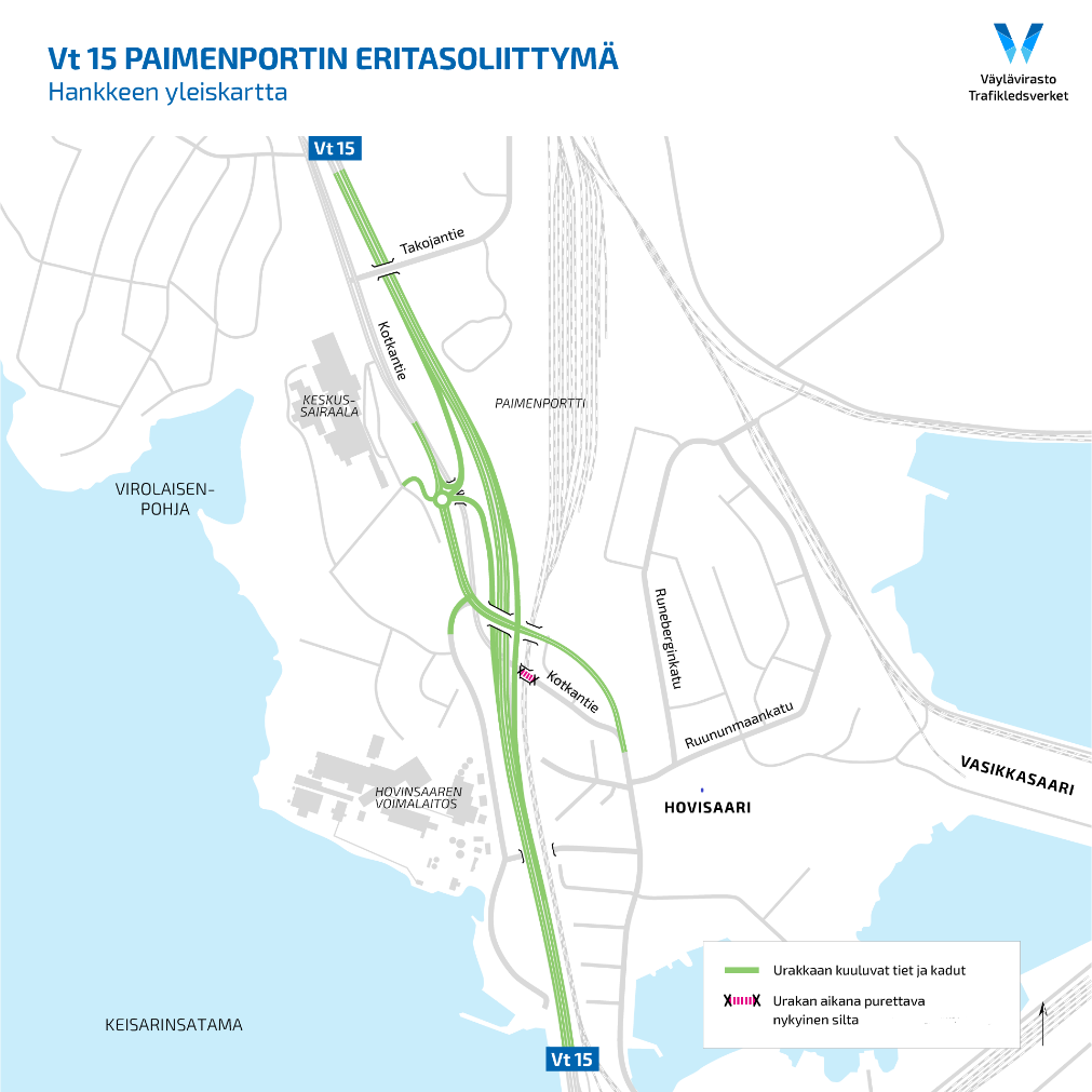 Paimenportin suunnitelmakartta, josta näkyy hankkeen kokonaisuus.