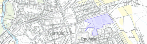 Kuvassa esitetty Karhulan alakoulun kaava-alueen sijainti.