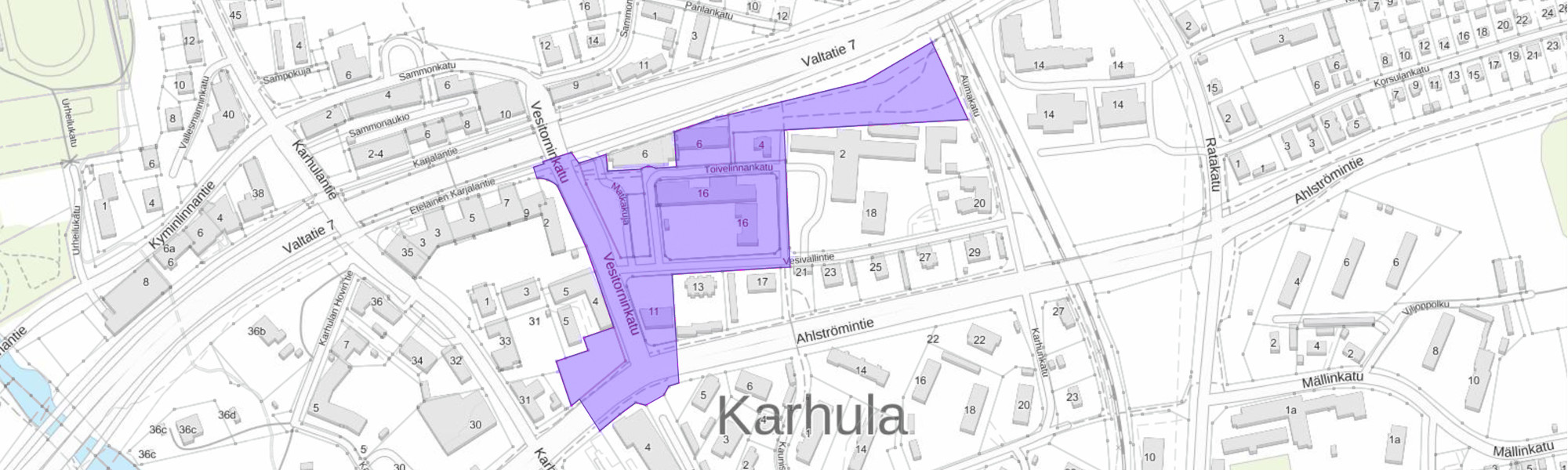 Karhulan koulukeskuksen kaavan aluerajaus