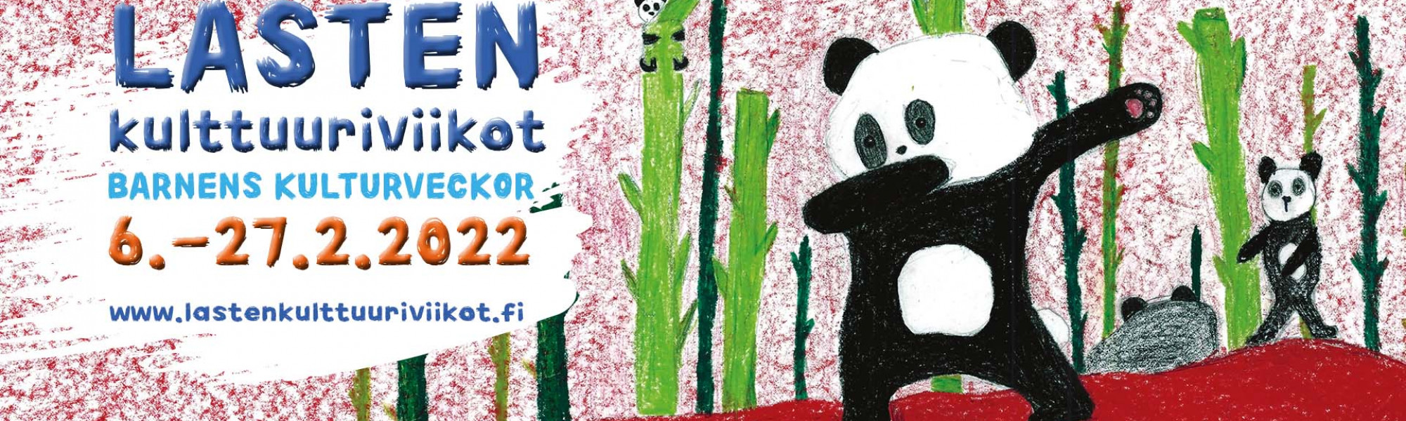 Piirustus, jossa on pandoja ja tekstissä tapahtuman tietoja..
