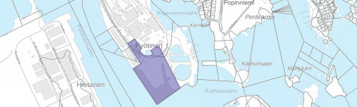 Kuvassa esitetty Sunilan tehtaan kaava-alueen sijainti.