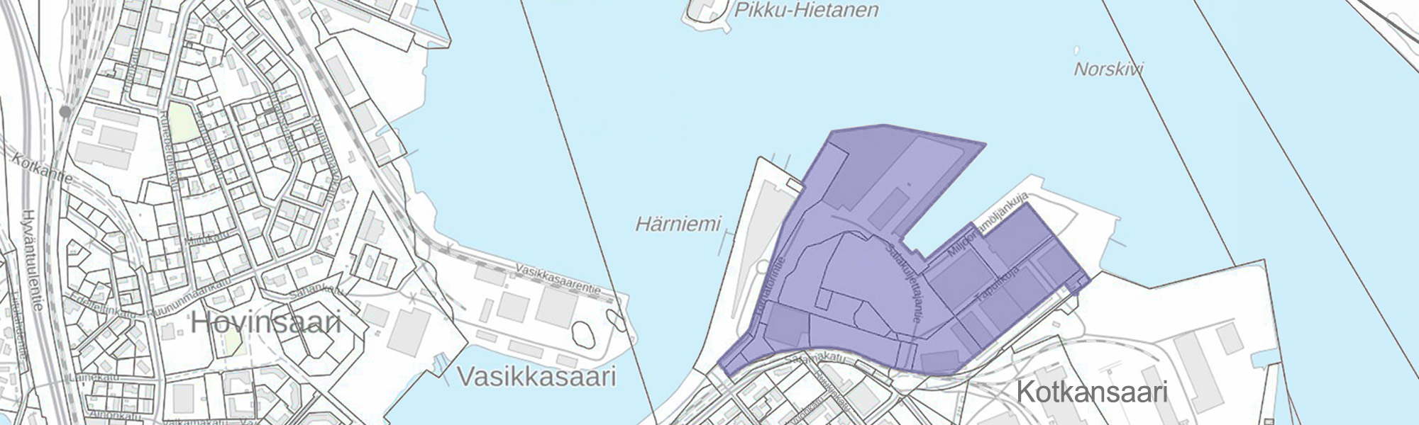 Kuvassa esitetty Kantasatama III kaava-alueen sijainti.