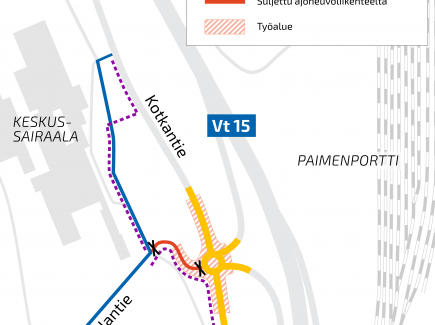 Kartta Paimenportin työmaa-alueesta