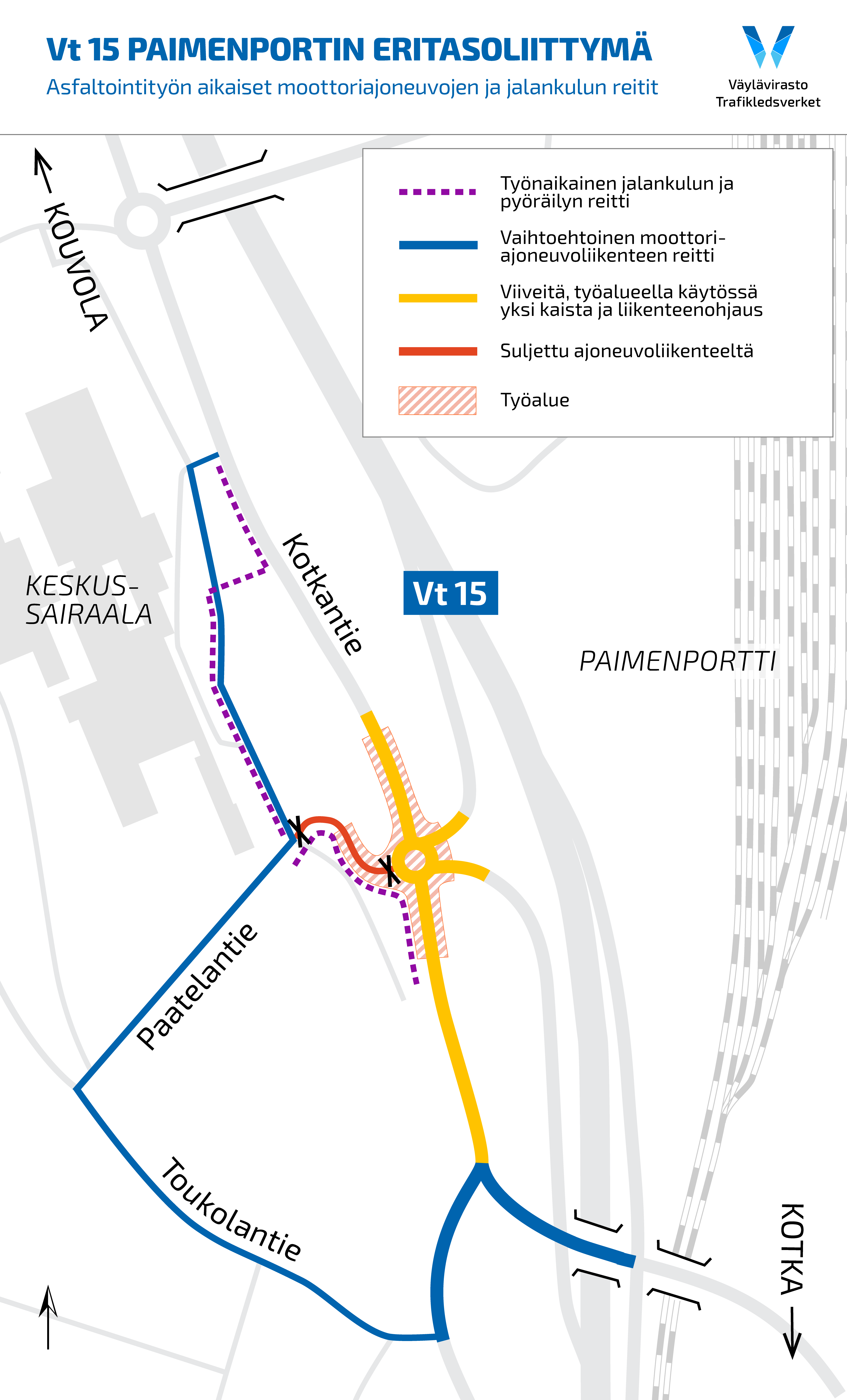 Kartta Paimenportin työmaa-alueesta