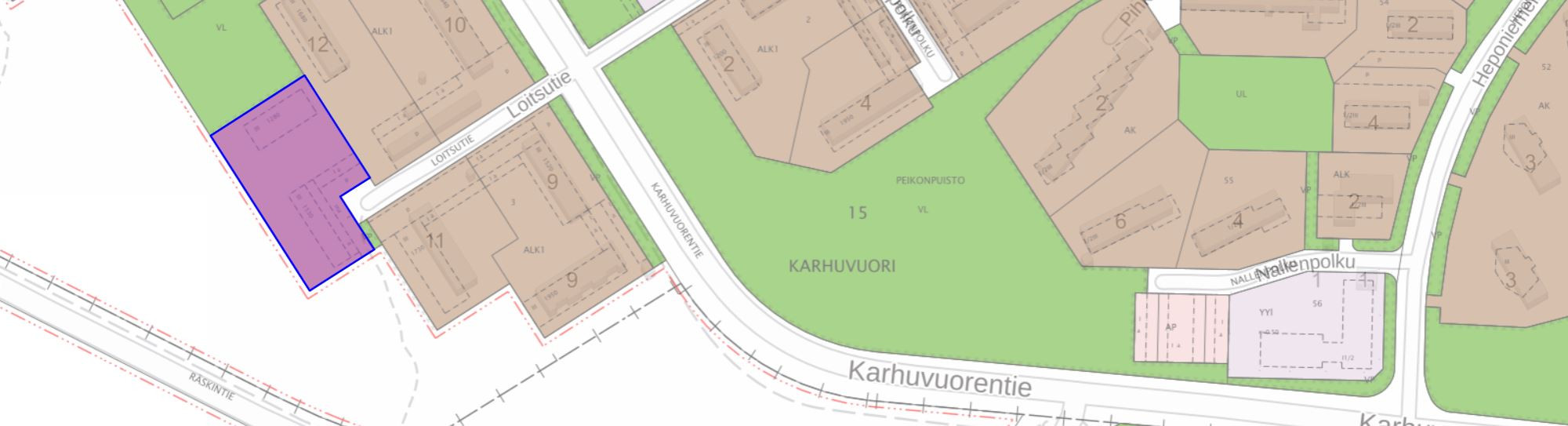 Kuvassa Karhuvuoren vapaa kerrostalotontti