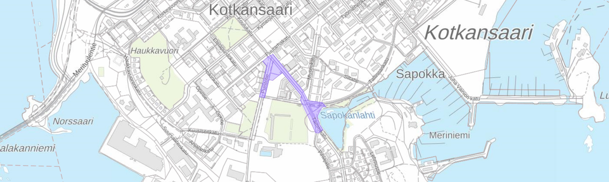 Koulukadun kaavamuutoksen rajaus
