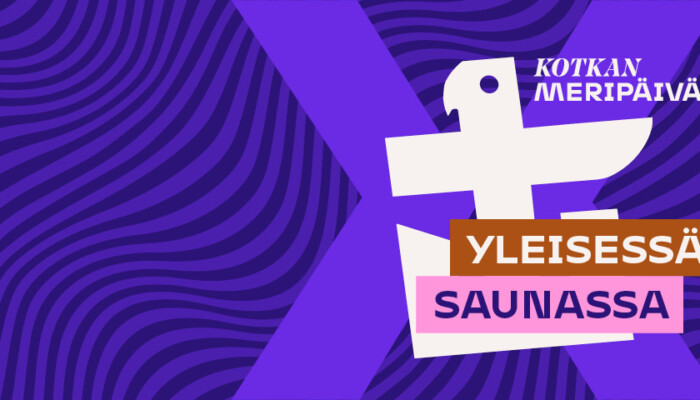 Meripäivien logo ja teksti Yleisessä saunassa