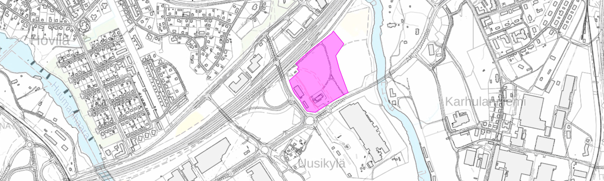 Ahlströmintie 18 kaava-alueen rajaus kuvana