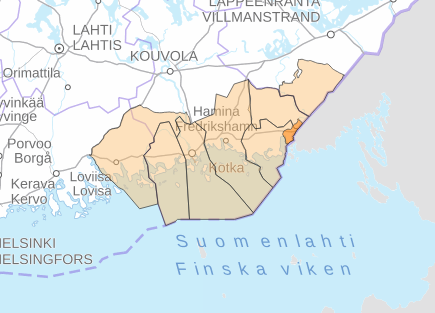 Ruokaviraston karttakuva tartuntavyöhykkeestä.