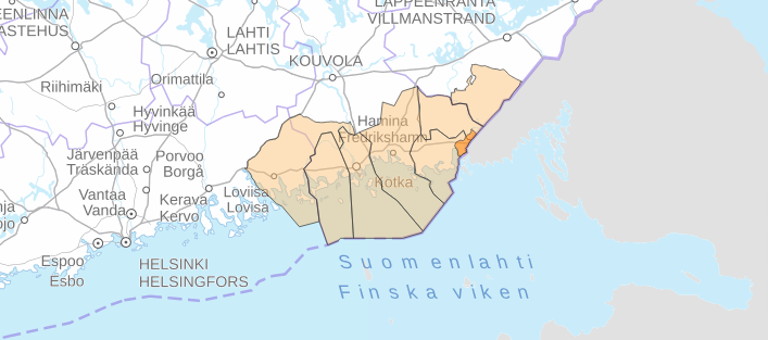 Ruokaviraston karttakuva tartuntavyöhykkeestä.